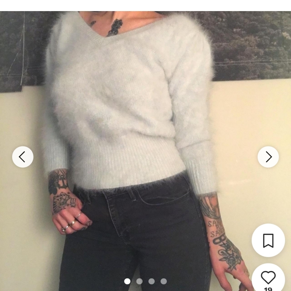 Free People Cream V-Neck Sweater